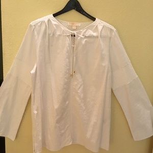 MICHAEL KORS WHITE 100% COTTON PEASANT TOP